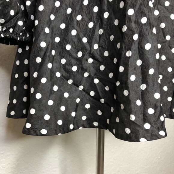 Kate Spade black white polka dot silk blend v neck top size 8 - Picture 4 of 14
